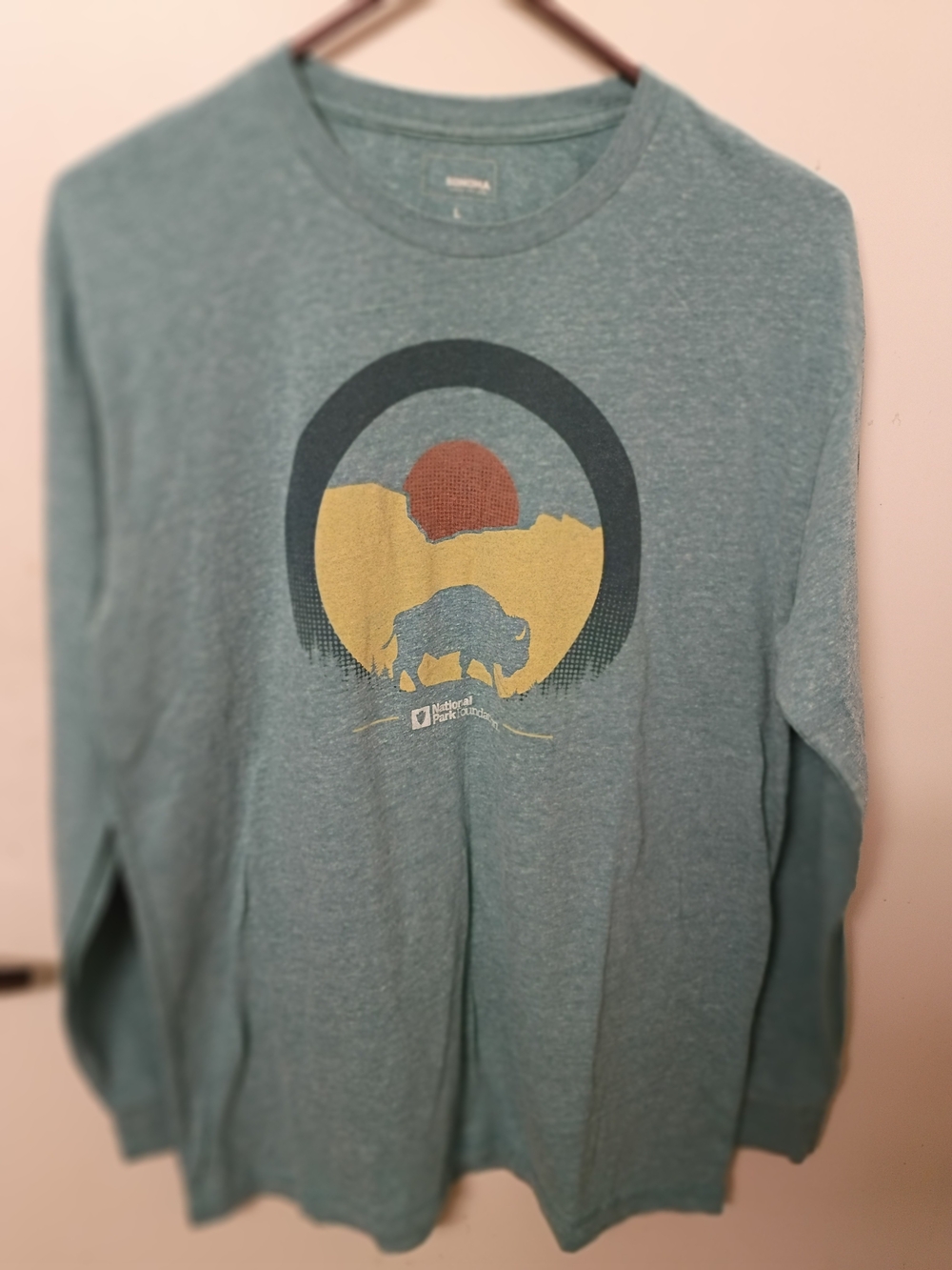 Outdoor Research Teal Crewneck Sweater with Graphic Bison